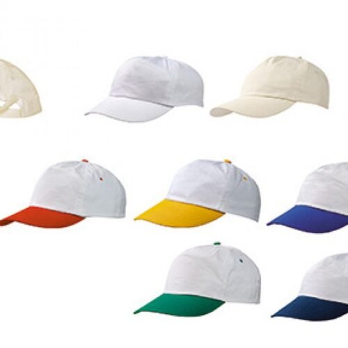 Οικονομικά Λευκά Καπέλα με Χρωματιστό Γείσο και Εκτύπωση (1,10€)